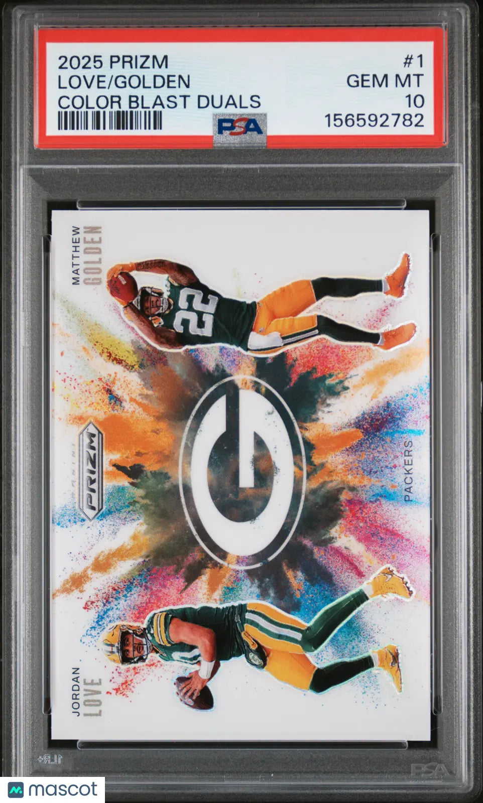 2025 Panini Prizm Football Color Blast Duals Love Golden #1 PSA 10
