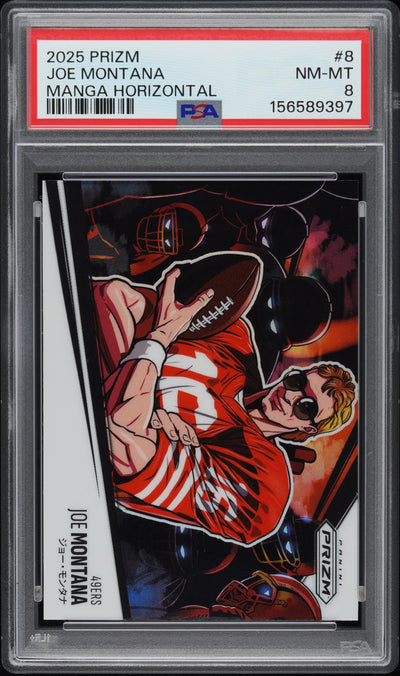 2025 Panini Prizm Football Manga Horizontal Joe Montana #8 PSA 8