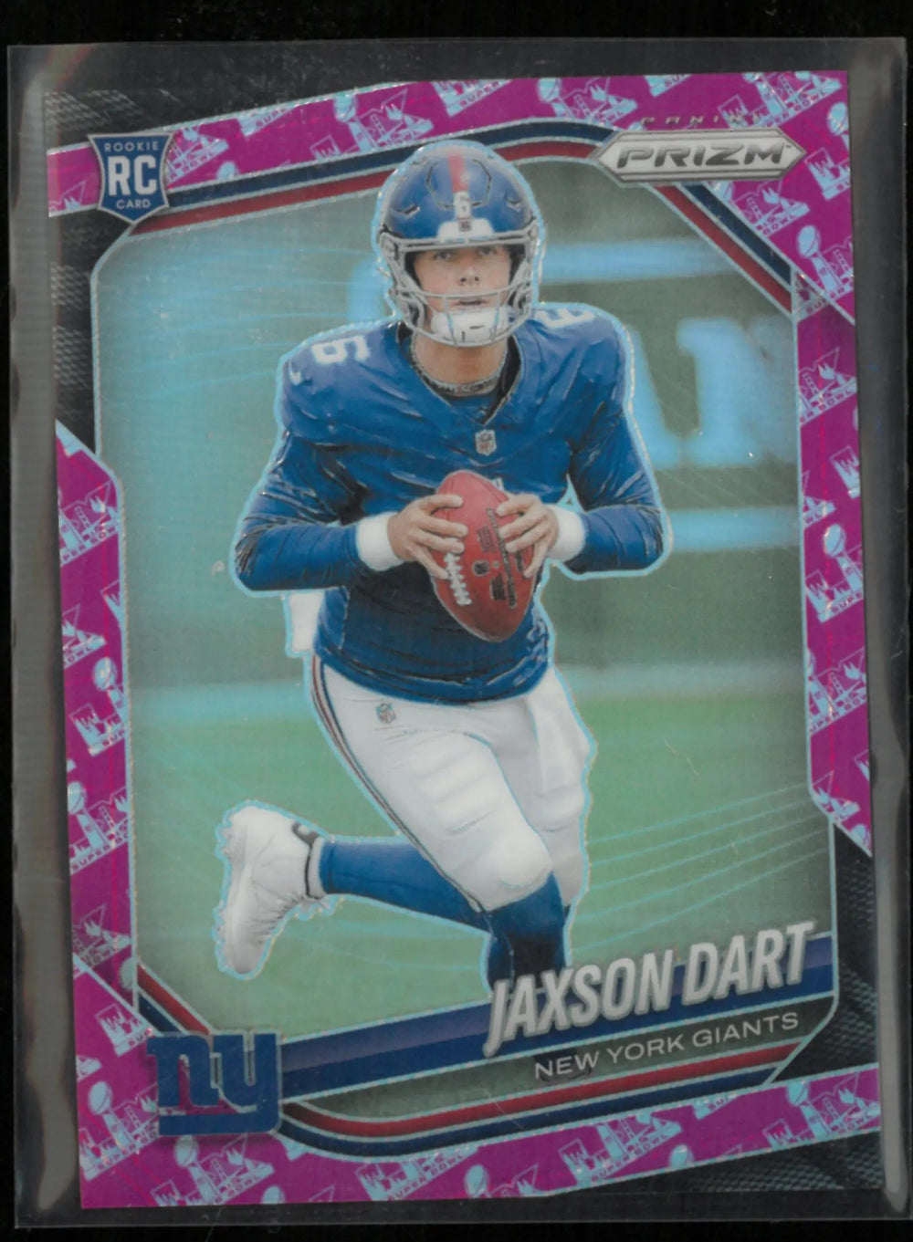 2025 Panini Prizm Super Bowl Logo Pink Jaxson Dart RC Rookie /60