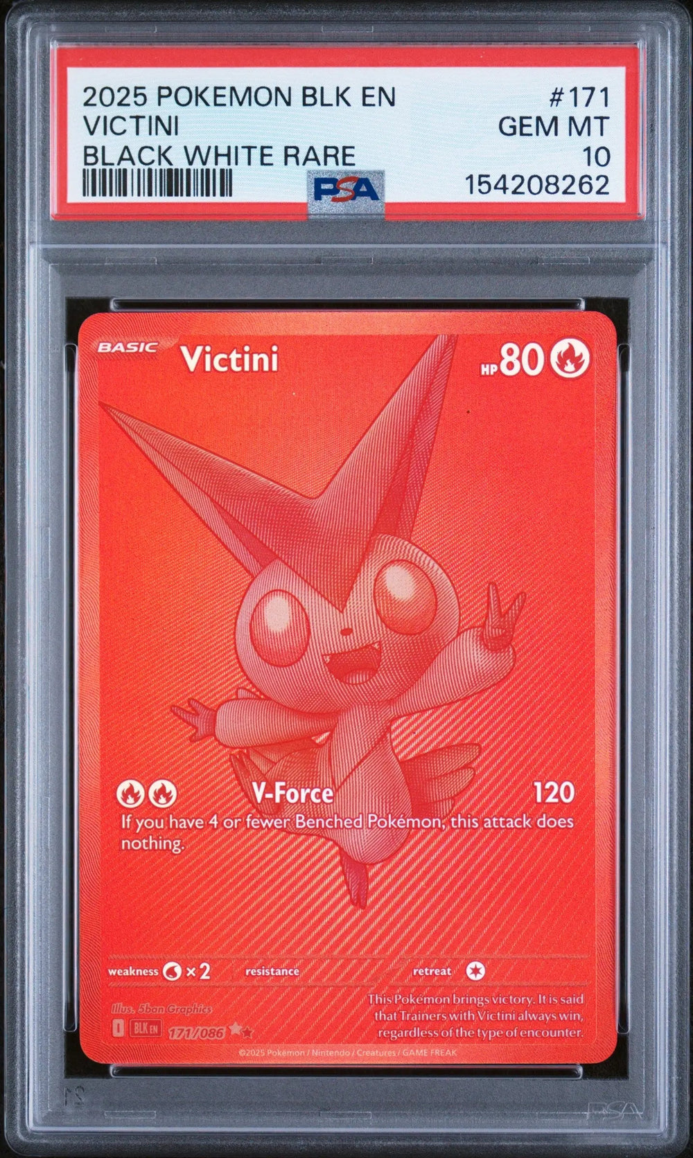 2025 Pokemon BLK EN-Black Bolt Victini Black White Rare PSA 10 171/86