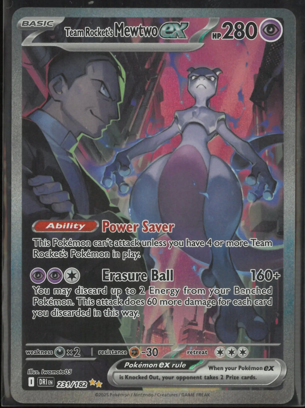 2025 Pokemon Destined Rivals Rocket's Mewtwo EX SIR 231/182