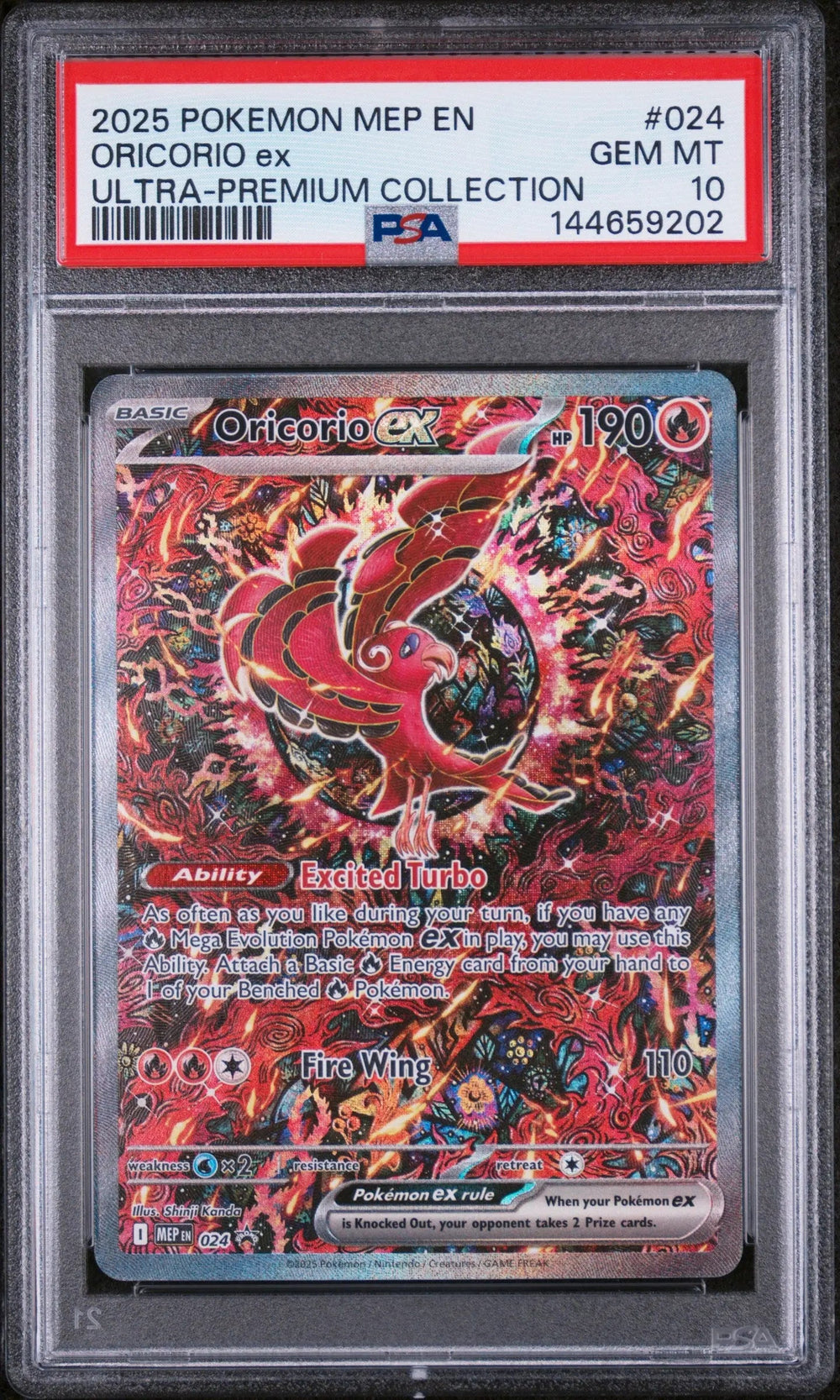 2025 Pokemon MEP EN-Me Black Star Promo Oricorio EX UPC PSA 10 #024