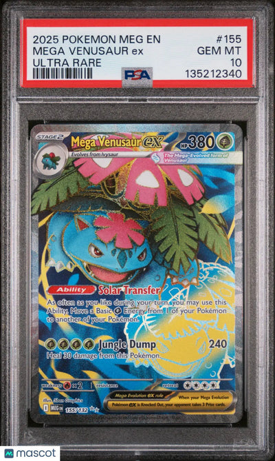 2025 Pokemon Meg EN-Mega Evolution Mega Venusaur EX Ultra Rare PSA 10 155/132