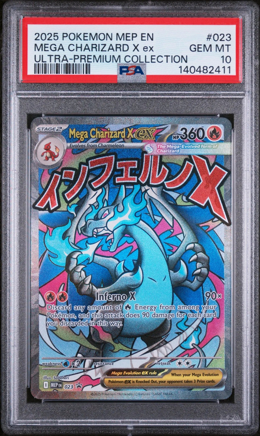 2025 Pokemon Mep EN-Me Black Star Promo Mega Charizard X EX UPC PSA 10 #023