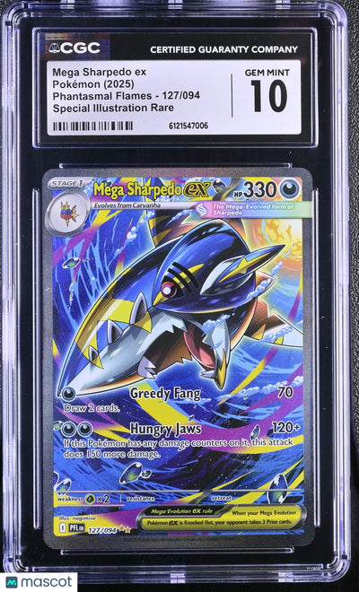 2025 Pokemon PEL Special Illustration Rare Mega Sharpedo ex 127/094 CGC 10