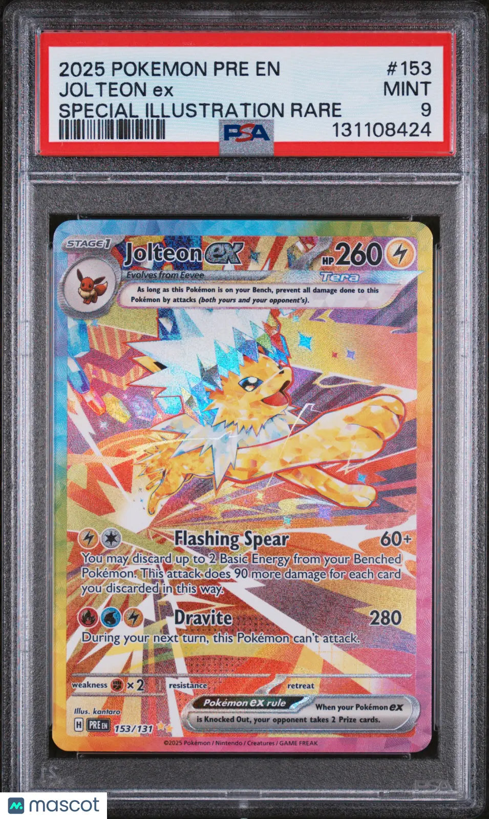 2025 Pokemon PRE Special Illustration Rare Jolteon ex 153/131 PSA 9