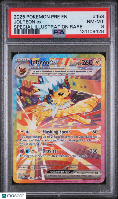 2025 Pokemon PRE Special Illustration Rare Jolteon ex 153/131 PSA 8