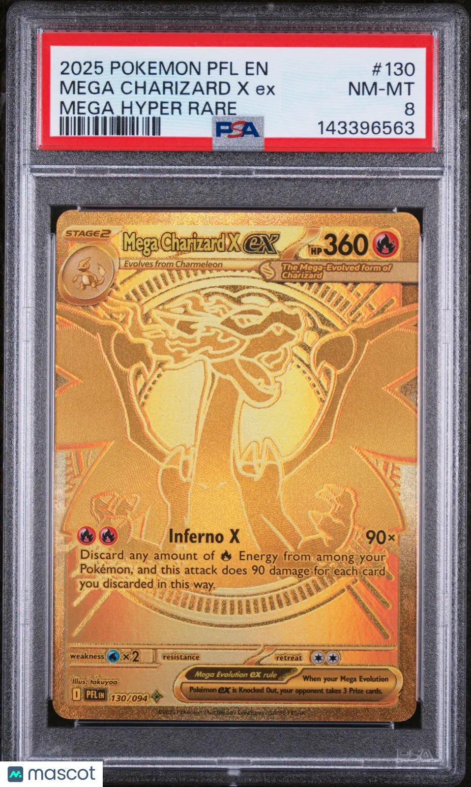 2025 Pokemon Phantasmal Flames Mega Charizard X EX Mega Hyper Rare PSA 8 130/94