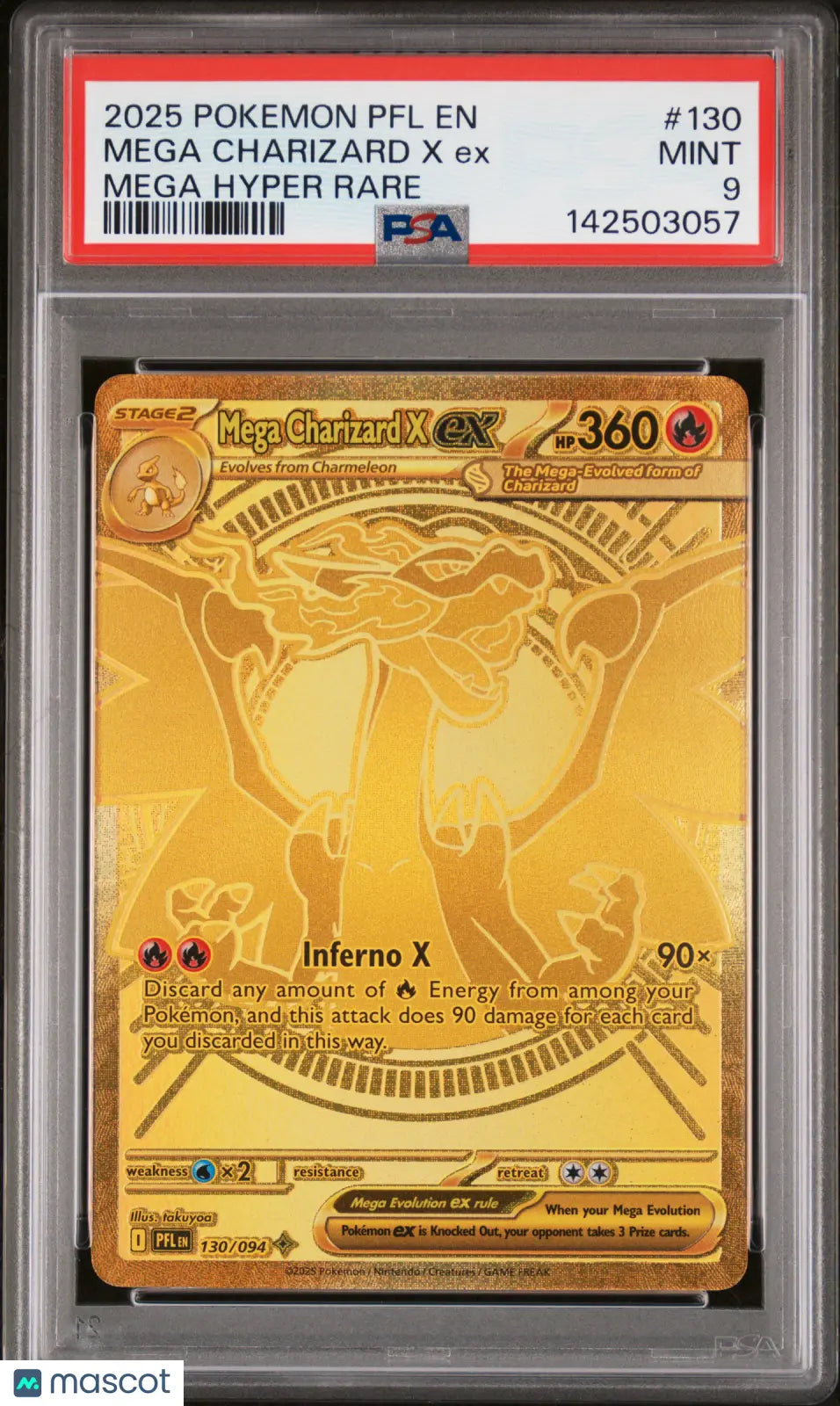 2025 Pokemon Phantasmal Flames Mega Charizard X EX Mega Hyper Rare PSA 9 130/94
