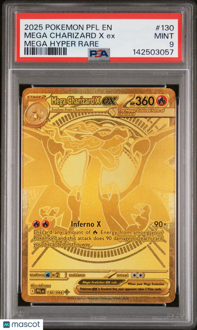2025 Pokemon Phantasmal Flames Mega Charizard X EX Mega Hyper Rare PSA 9 130/94