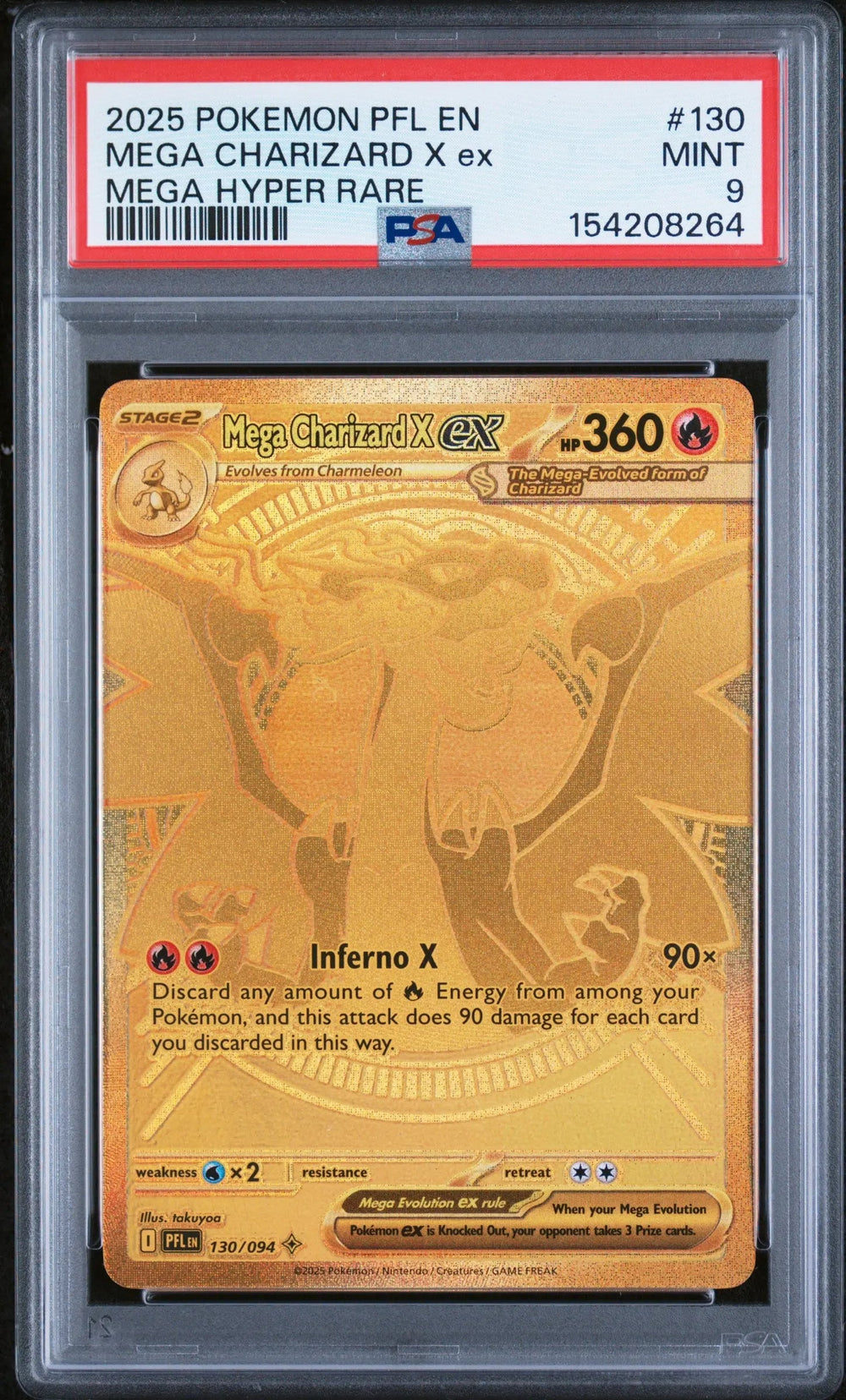 2025 Pokemon Phantasmal Flames Mega Charizard X EX Mega Hyper Rare PSA 9 130/94