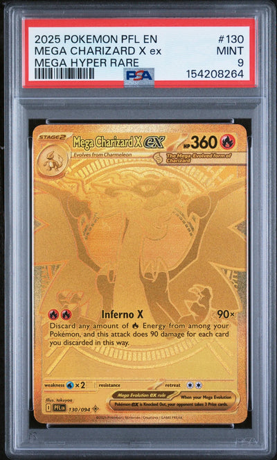 2025 Pokemon Phantasmal Flames Mega Charizard X EX Mega Hyper Rare PSA 9 130/94