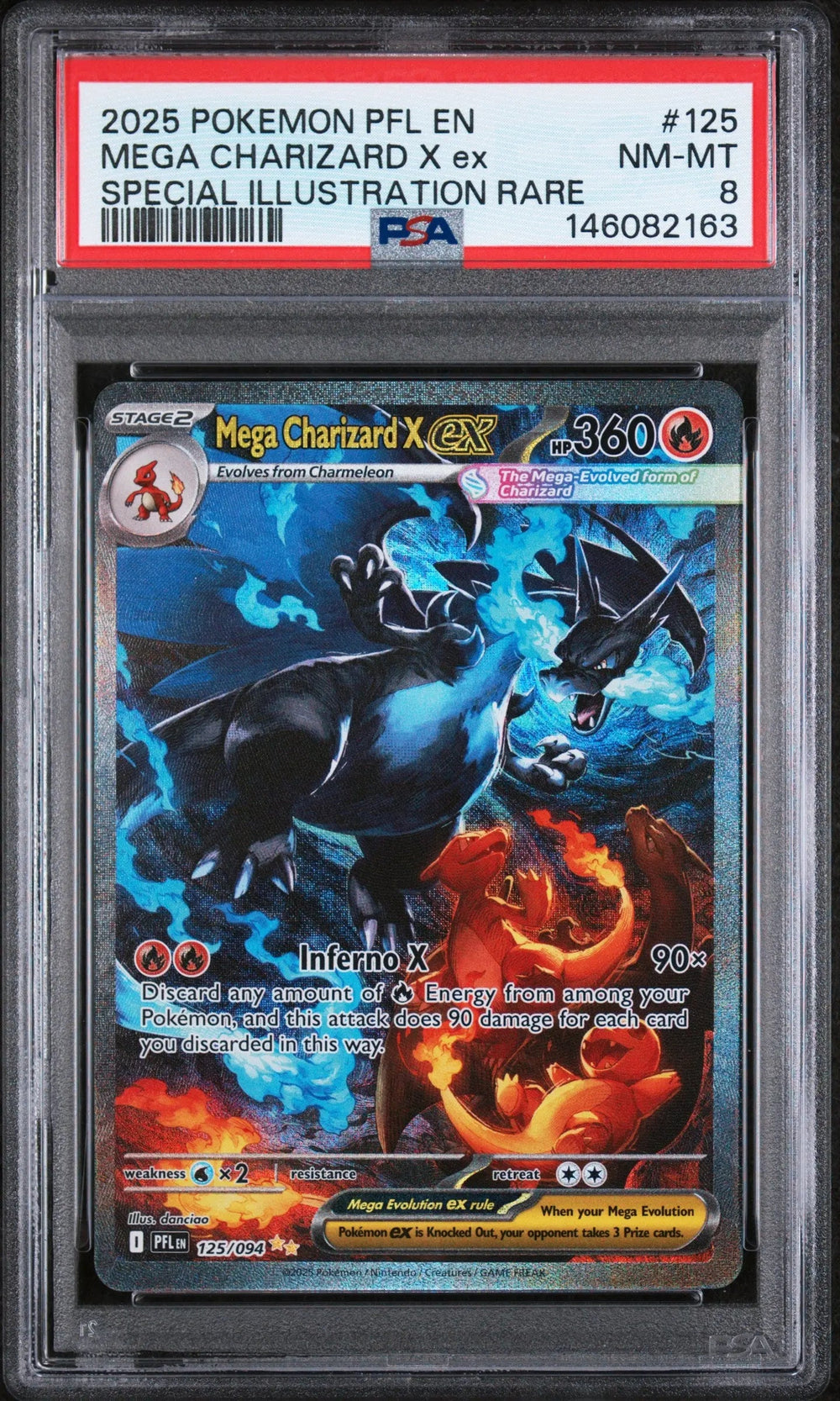 2025 Pokemon Phantasmal Flames Mega Charizard X EX SIR PSA 8 125/94