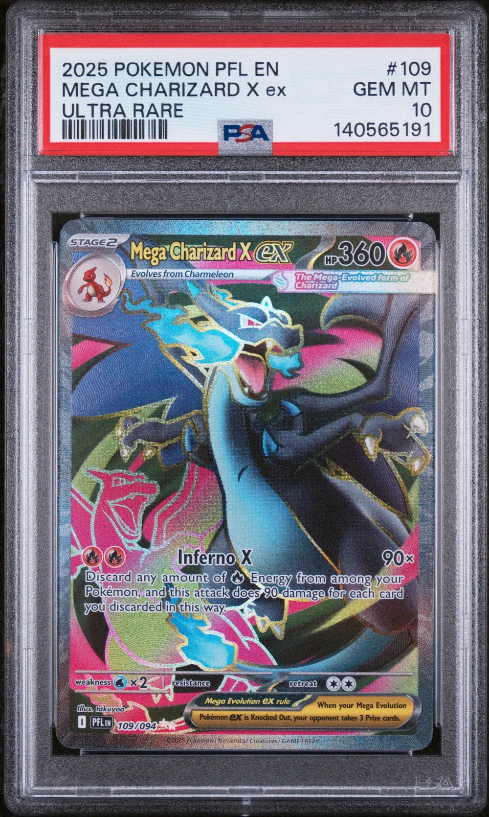 2025 Pokemon Phantasmal Flames Mega Charizard X EX Ultra Rare PSA 10 109/94