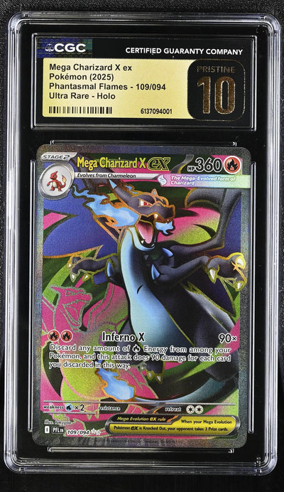 2025 Pokemon Phantasmal Flames Mega Charizard X ex Holo Ultra Rare CGC 10 109/94