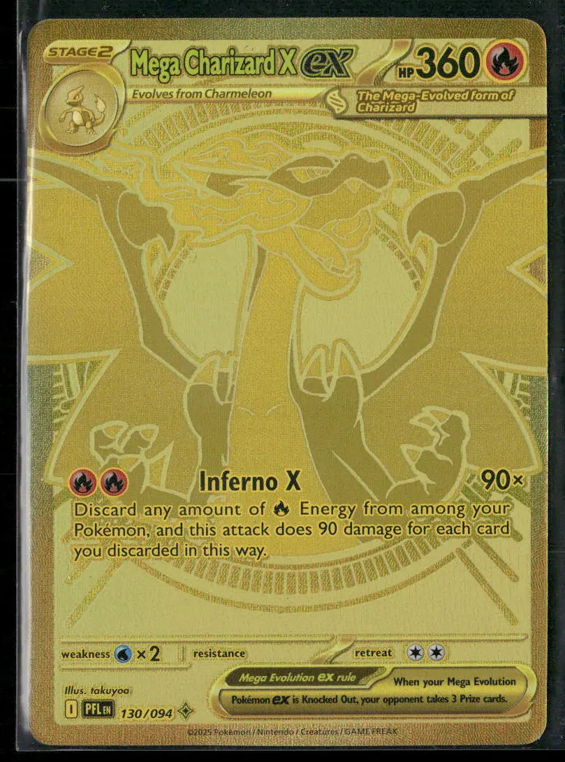2025 Pokemon Phantasmal Flames Mega Hyper Rare Mega Charizard X ex 130/094