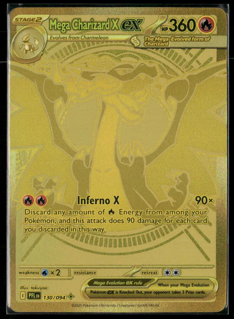2025 Pokemon Phantasmal Flames Mega Hyper Rare Mega Charizard X ex 130/094
