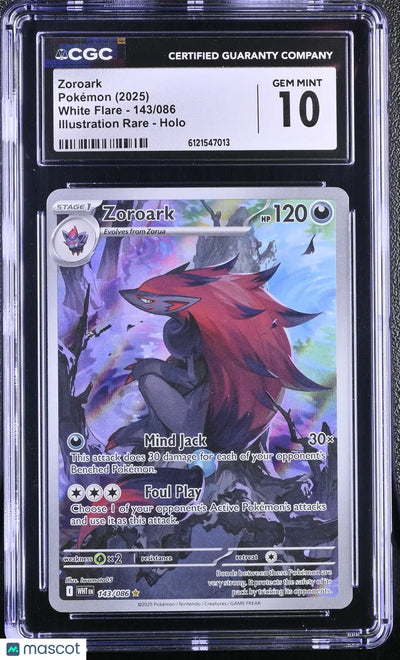 2025 Pokemon White Flare Illustration Rare Zoroarke143/086 CGC 10