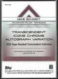 2025 Topps Baseball Transcendent Red Icons Chrome Auto Mike Schmidt /5