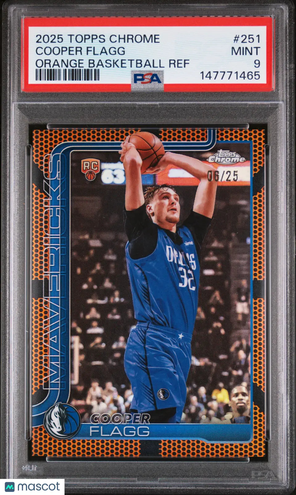 2025 Topps Chrome Cooper Flagg RC Rookie Orange Basketball Refractor /25 PSA 9