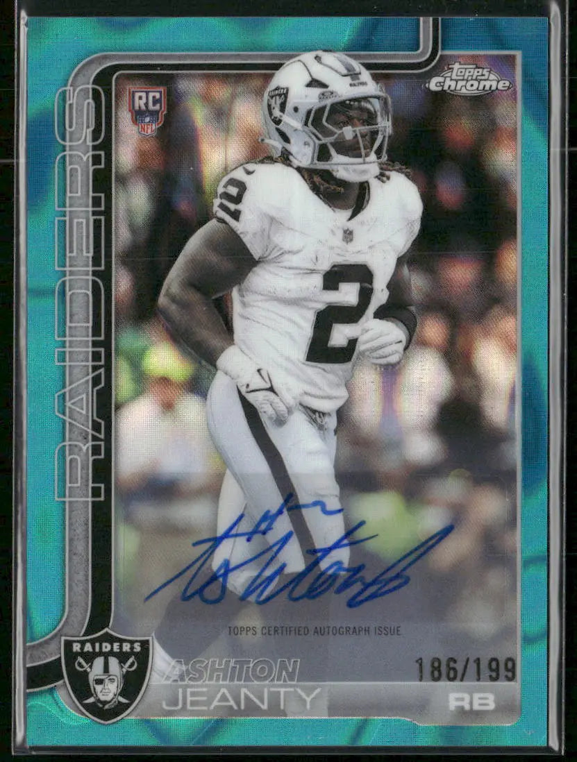 2025 Topps Chrome Football Aqua Rookie Auto Variation Ashton Jeanty /199