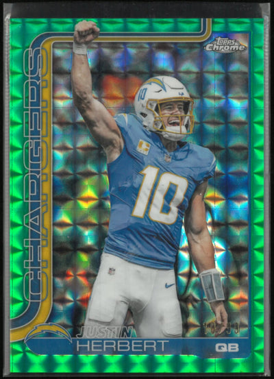 2025 Topps Chrome Justin Herbert Green X-Fractor /99 Jersey #