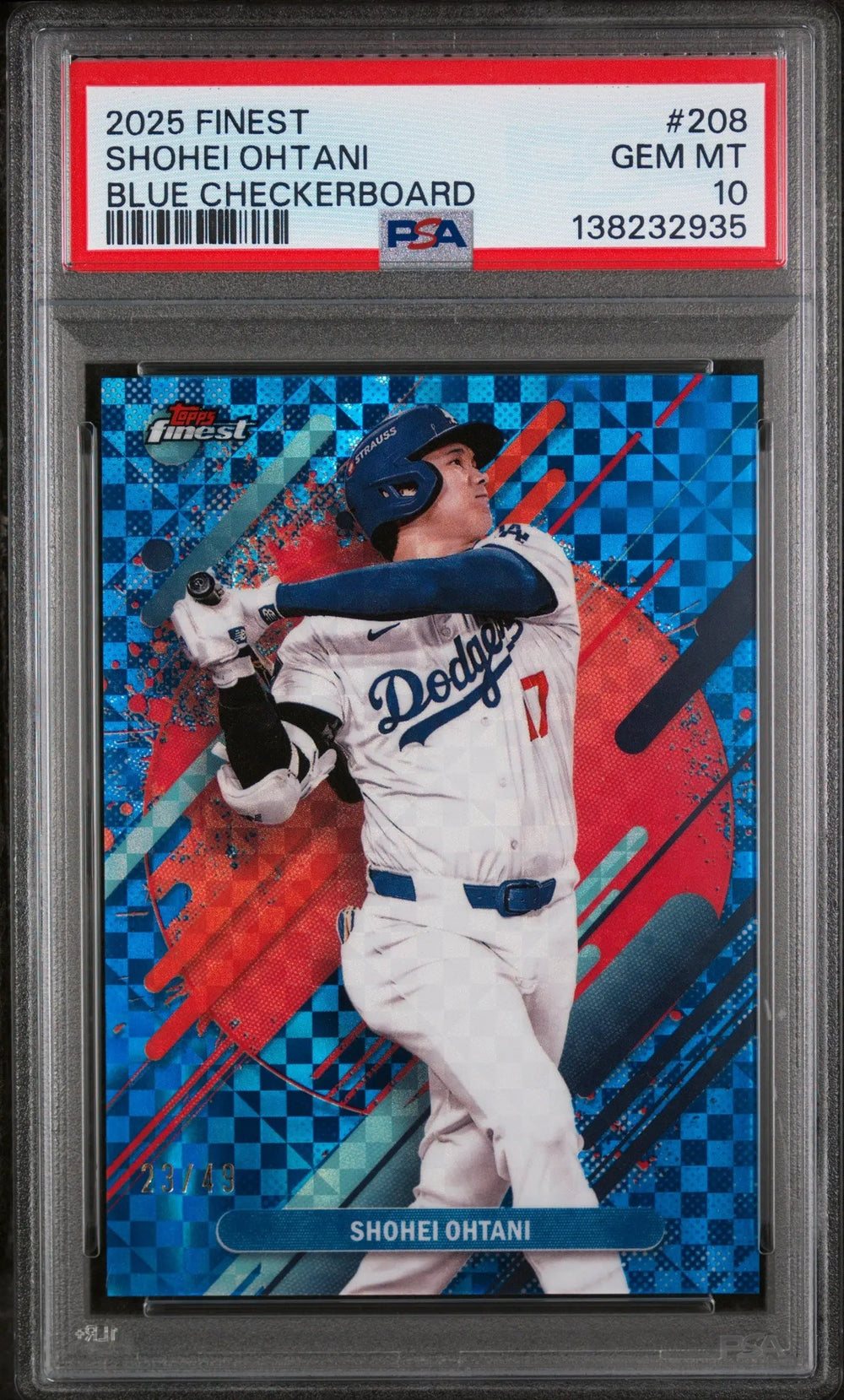 2025 Topps Finest Shohei Ohtani Blue Checkerboard /49 PSA 10