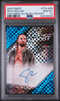 2025 Topps Finest WWE The Finest Autographs Seth Rollins Blue Checker /75 PSA 10