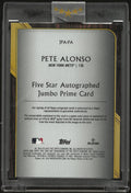 2025 Topps Five Star Autographed Jumbo Prime Pete Alonso Auto Green /15