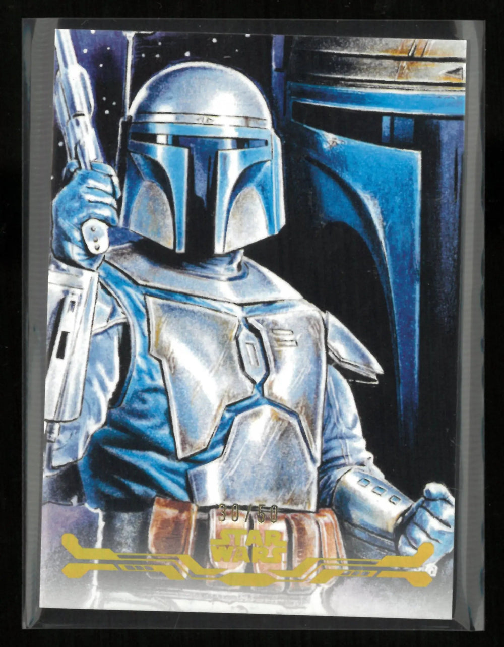 2025 Topps Star Wars Stellar Art Signatures Jango Fett By: Cisco Rivera /50