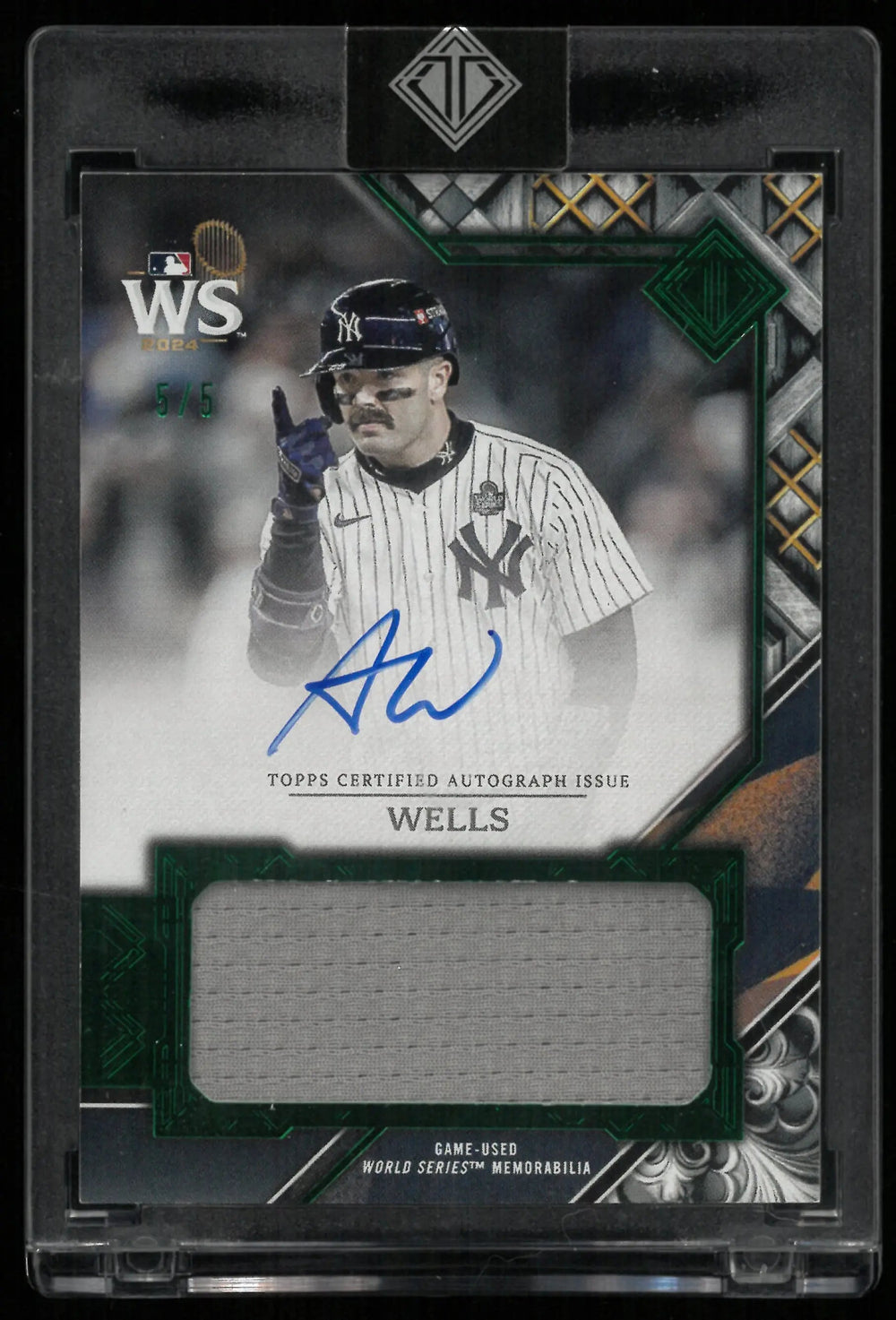2025 Topps Transcendent World Series Patch Austin Wells Auto Green 5/5