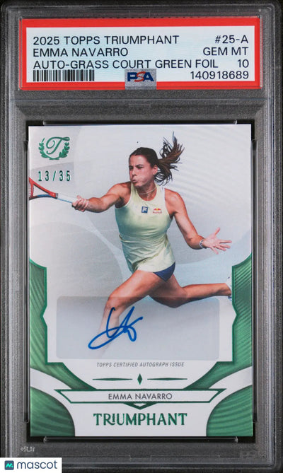 2025 Topps Triumphant Tennis Auto Emma Navarro A Grass Court Green Foil/35 PSA10