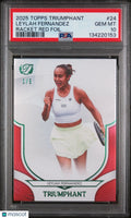 2025 Topps Triumphant Tennis Leylah FernandezeRacket Red Foil 1 / 5 PSA 10