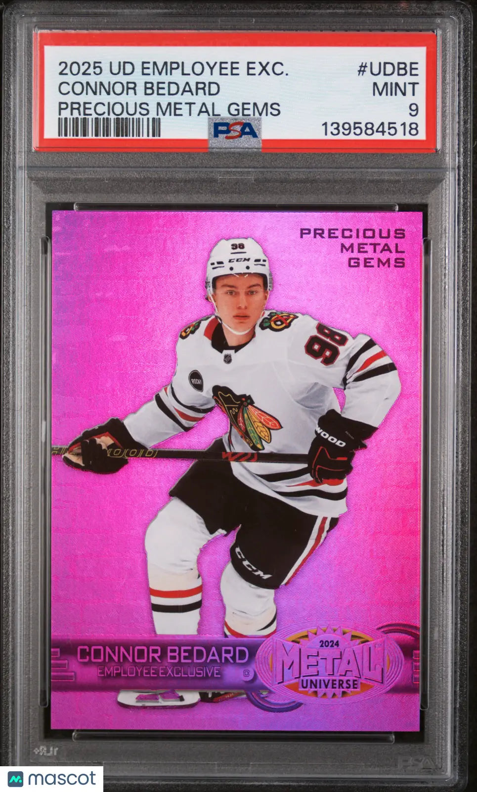 2025 UD Employee Exclusive Precious Metal Gems Connor Bedard Purple PSA 9