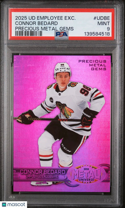 2025 UD Employee Exclusive Precious Metal Gems Connor Bedard Purple PSA 9