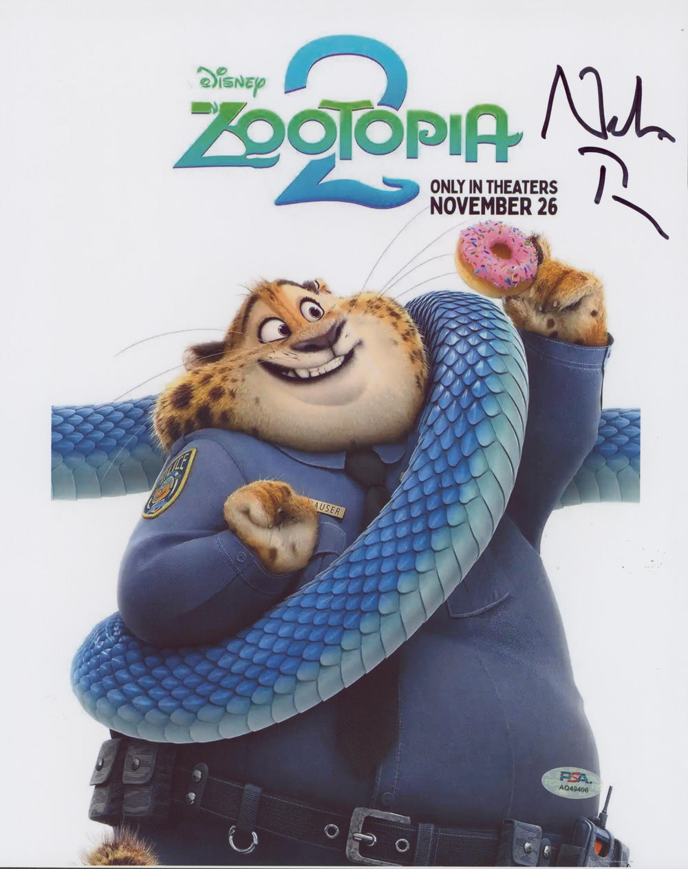 Nate Torrence Zootopia Authentic Signed 11x14 Vertical Photo PSA/DNA #AQ49406