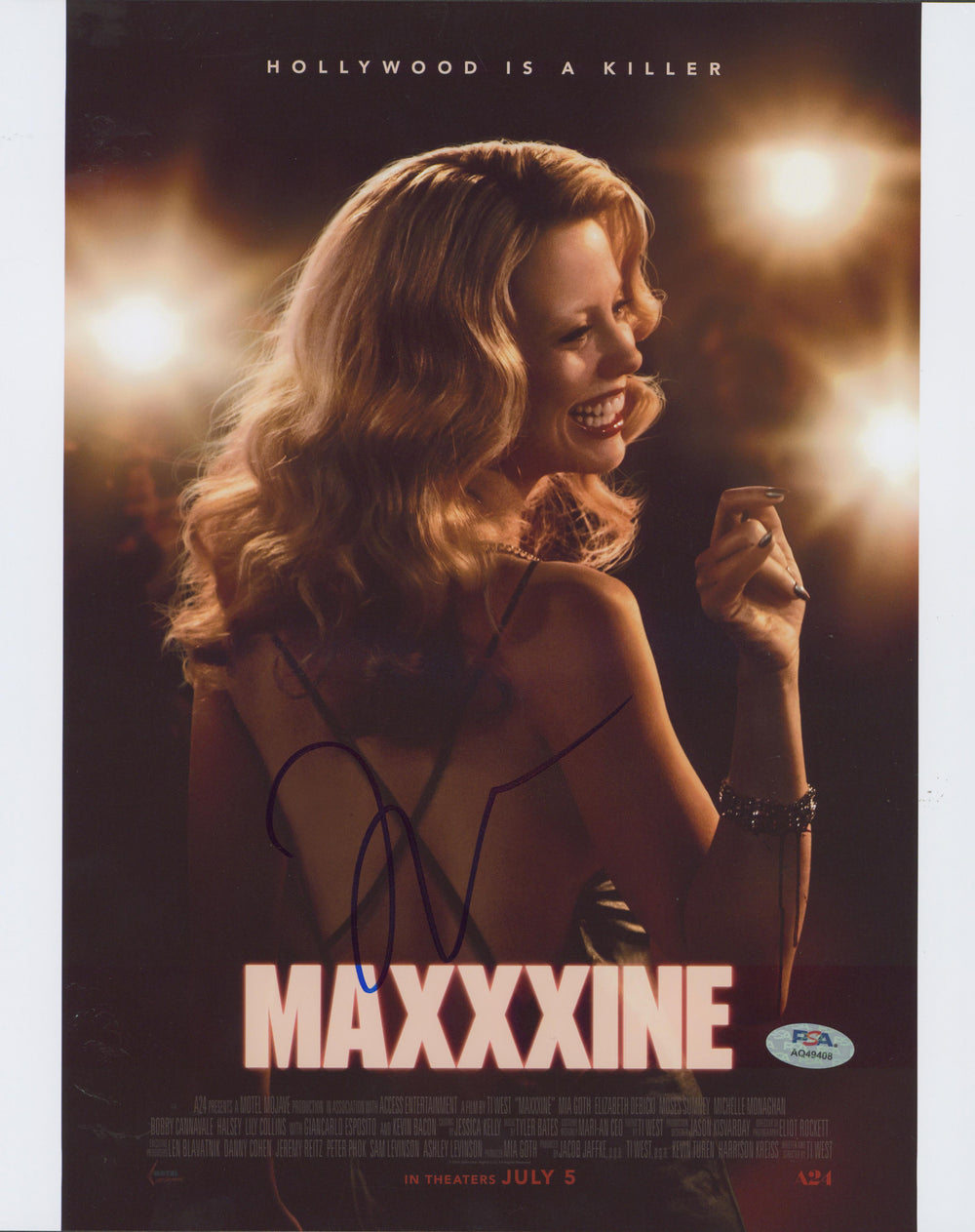 Mia Goth Maxxxine Authentic Signed 11x14 Vertical Photo PSA/DNA #AQ49408