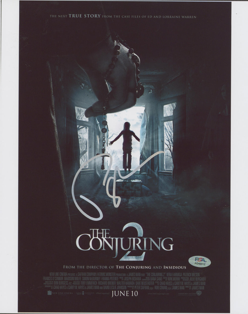 Patrick Wilson The Conjuring 2 Authentic Signed 11x14 Photo PSA/DNA #AQ49512