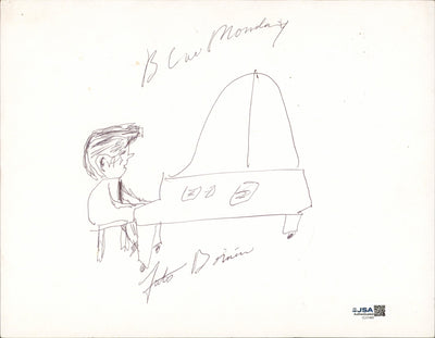Fats Domino "Blue Monday" Authentic Signed 8.5x11 Personal Sketch JSA #CL51493