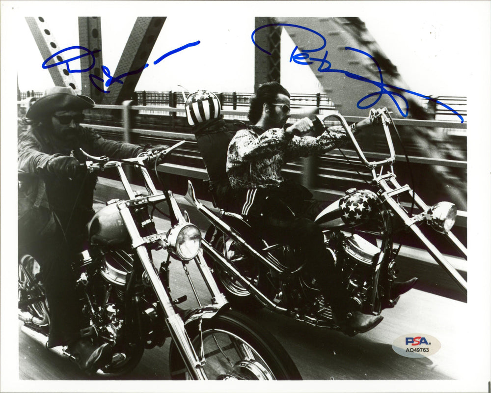 Peter Fonda & Dennis Hopper Easy Rider Signed 8x10 B&W Photo PSA/DNA #AQ49763