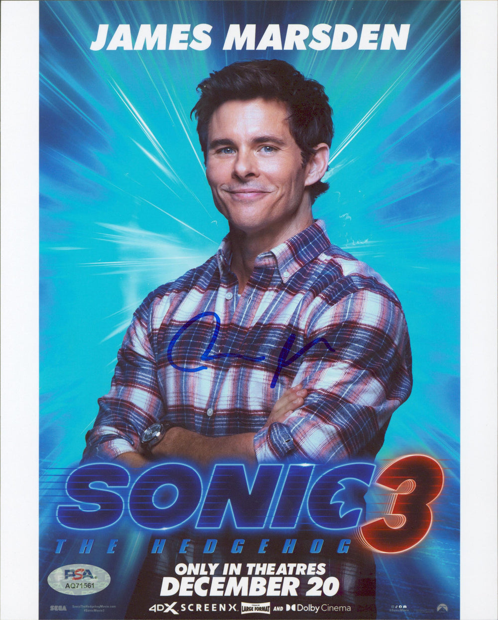 James Marsden Sonic The Hedgehog 3 Authentic Signed 8x10 Photo PSA/DNA #AQ71561