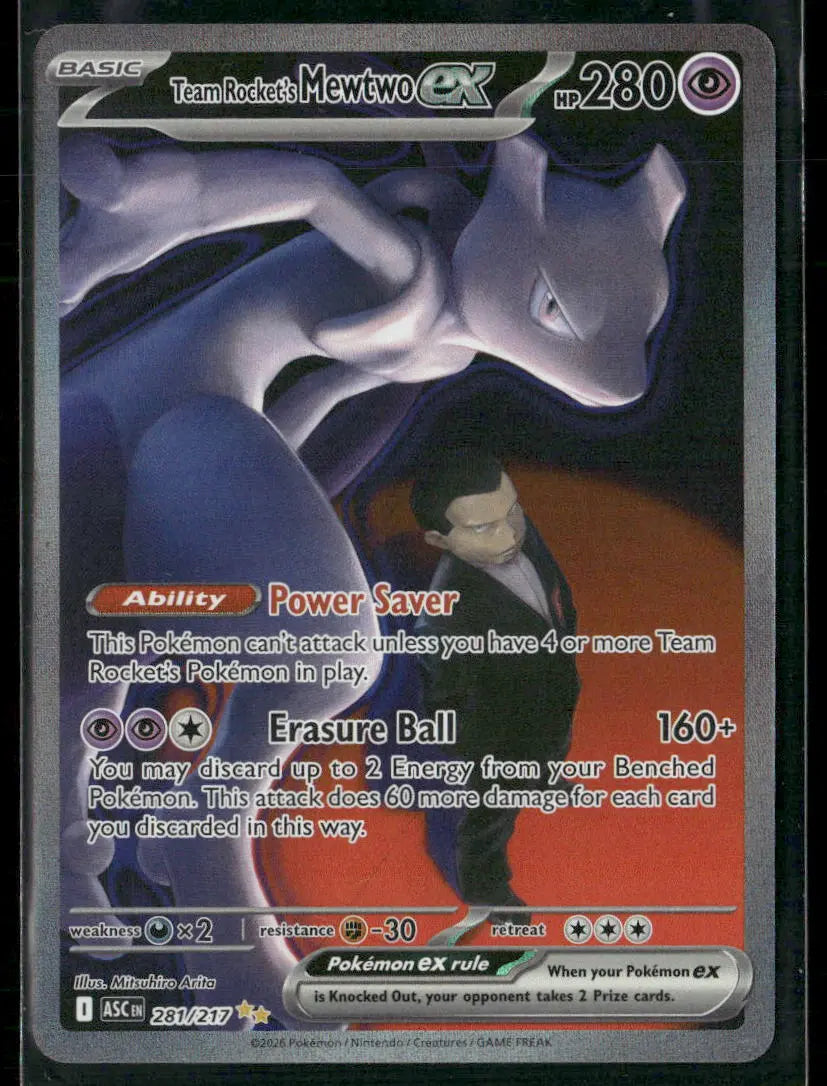 2026 Pokemon Ascended Heroes Special Illustration Rare Team Rocket's Mewtwo ex 281/217