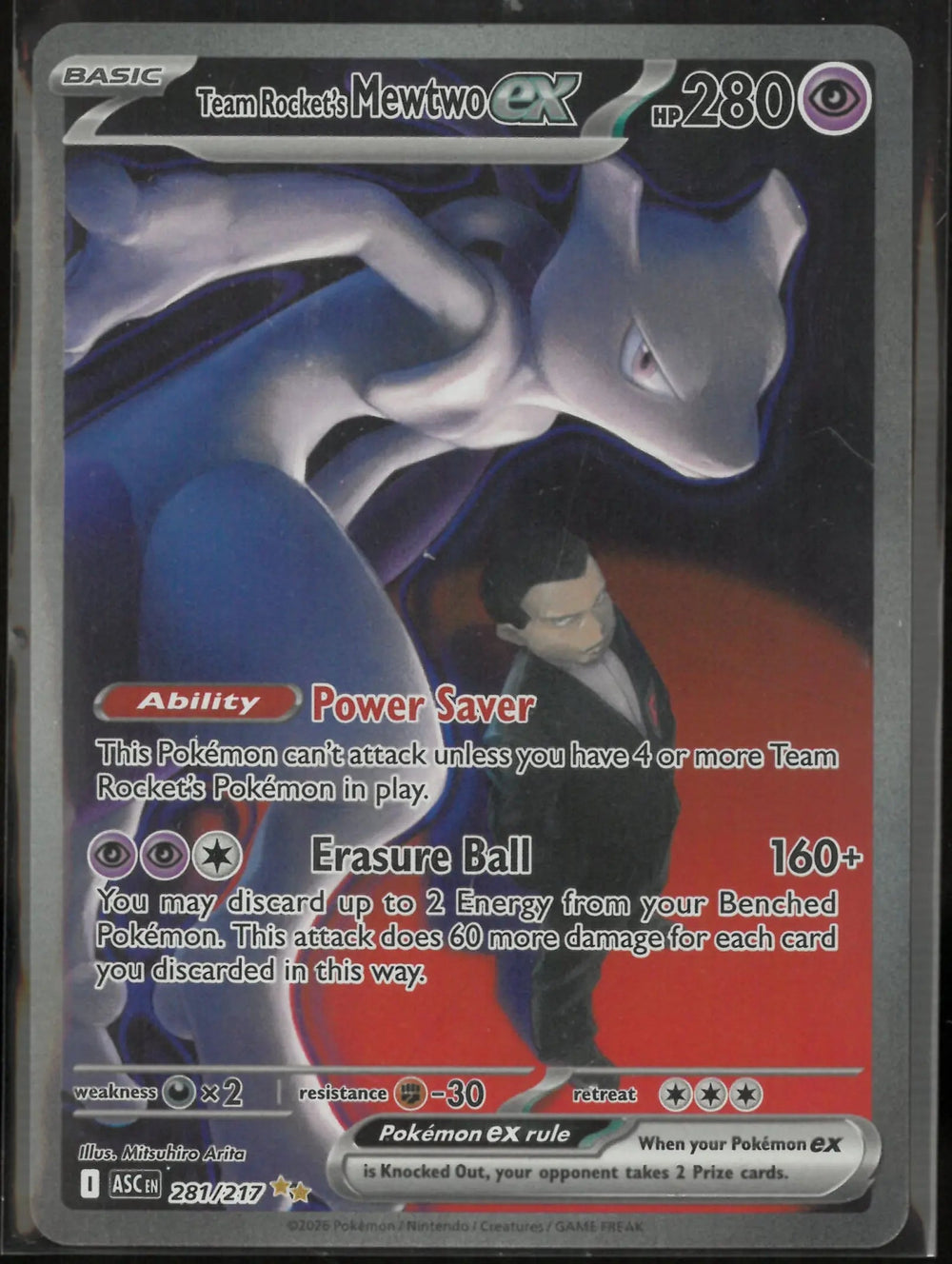2026 Pokemon Ascended Heroes Special Illustration Rare Team Rocket's Mewtwo ex 281/217