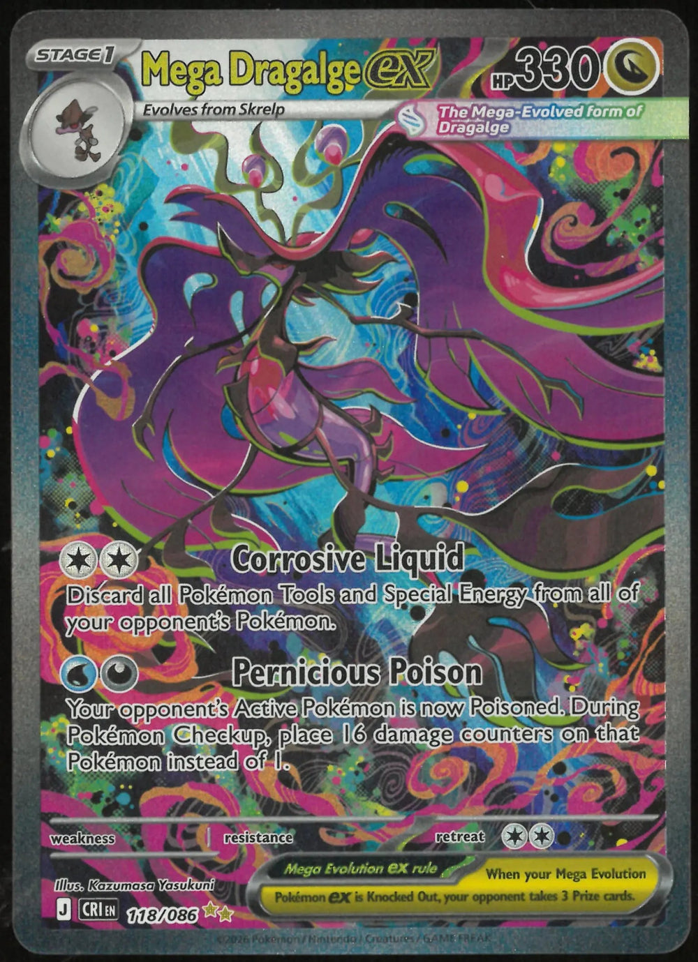 2026 Pokemon Chaos Rising Special Illustration Rare Mega Dragalge ex 118/086