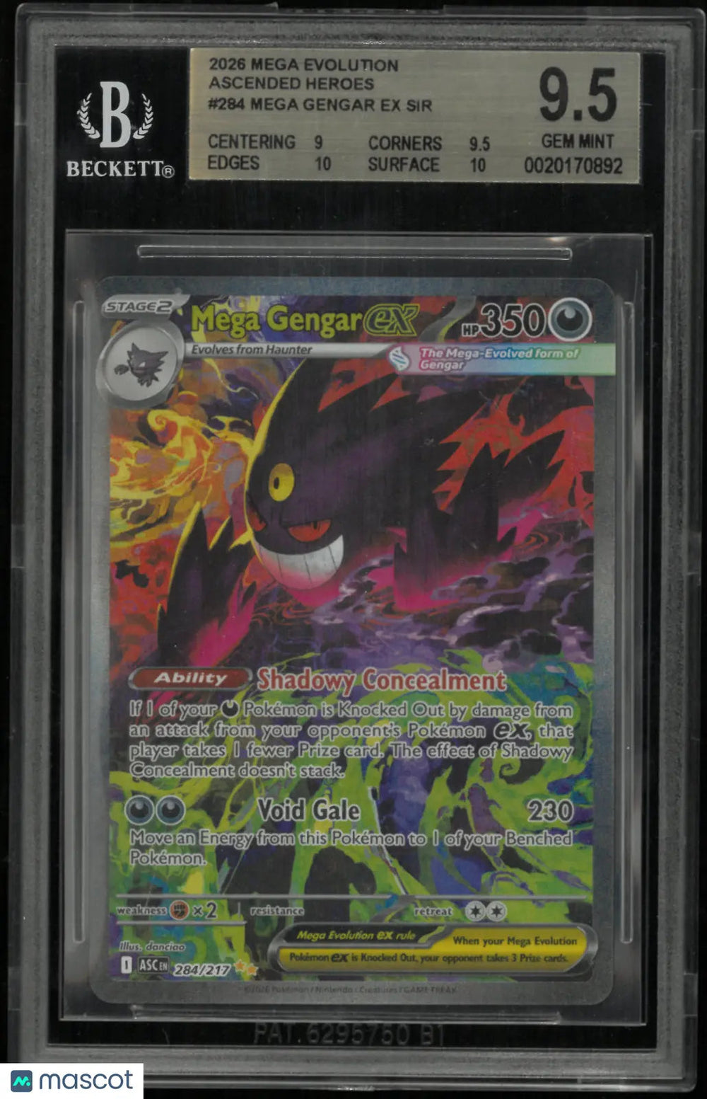 2026 Pokemon Mega Evolution Ascended Heroes Mega Gengar ex SIR 284/217 BGS 9.5