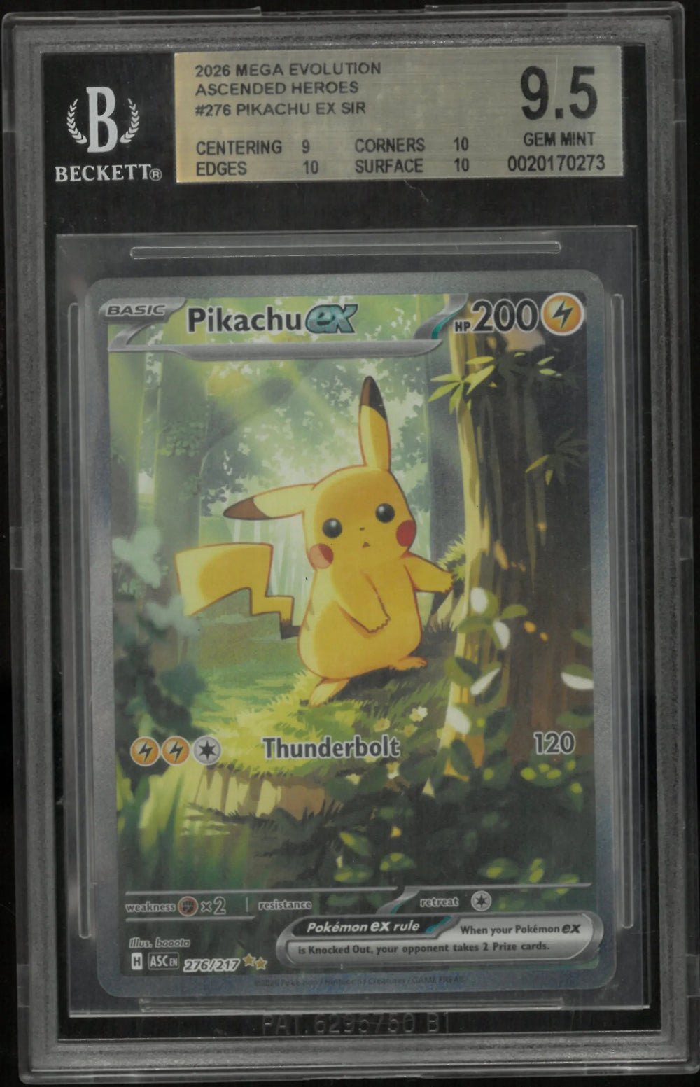 2026 Pokemon Mega Evolution Ascended Heroes Pikachu ex SIR BGS 9.5 276/217