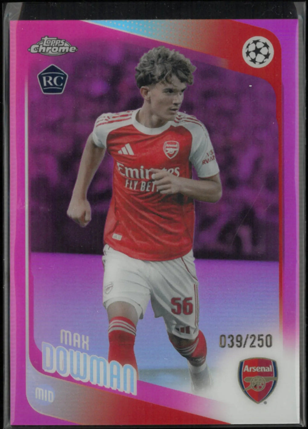 2026 Topps Chrome UEFA Champions League Rookie Max Dowman Pink /250 RC