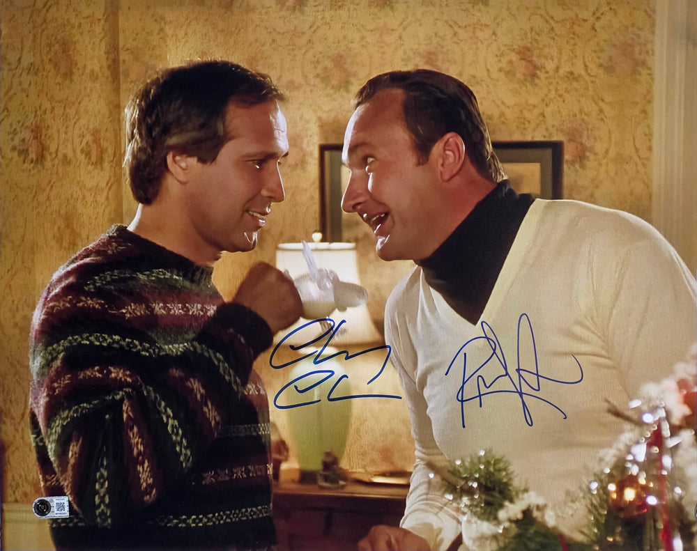 Chevy Chase & Randy Quaid Christmas Vacation Signed 16x20 Photo BAS Witnessed 3