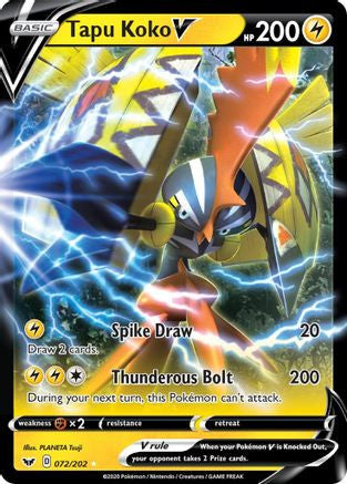 Tapu Koko V 72 202 Sword Shield Holofoil