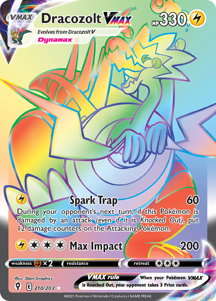 Dracozolt Vmax 210 203 Evolving Skies Holofoil